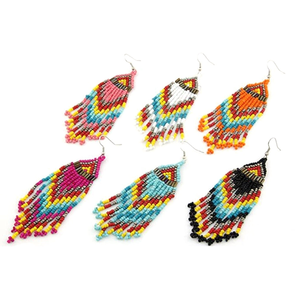 Bohemian Women Party Multicolor Beads Drop Dangle Statement Earrings Jewelry Image 4