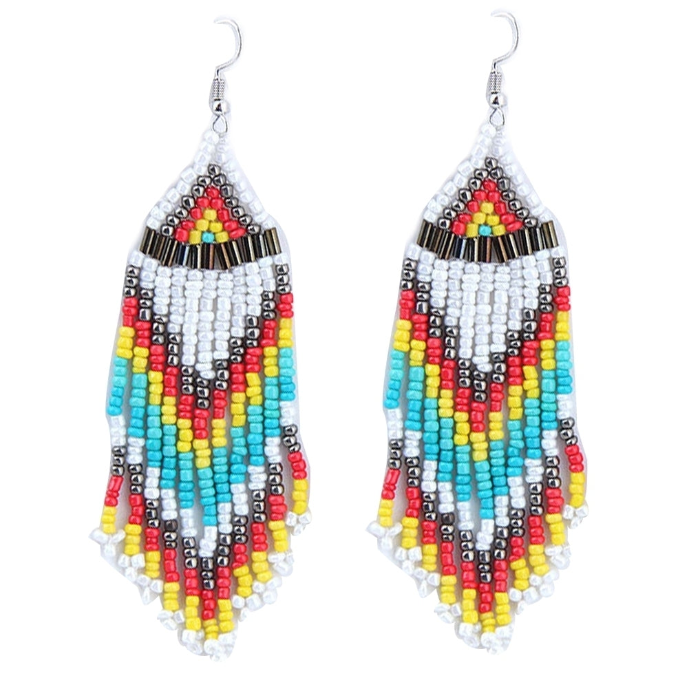 Bohemian Women Party Multicolor Beads Drop Dangle Statement Earrings Jewelry Image 6