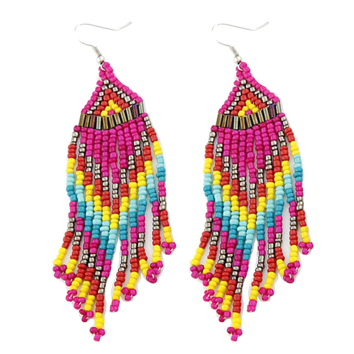 Bohemian Women Party Multicolor Beads Drop Dangle Statement Earrings Jewelry Image 7