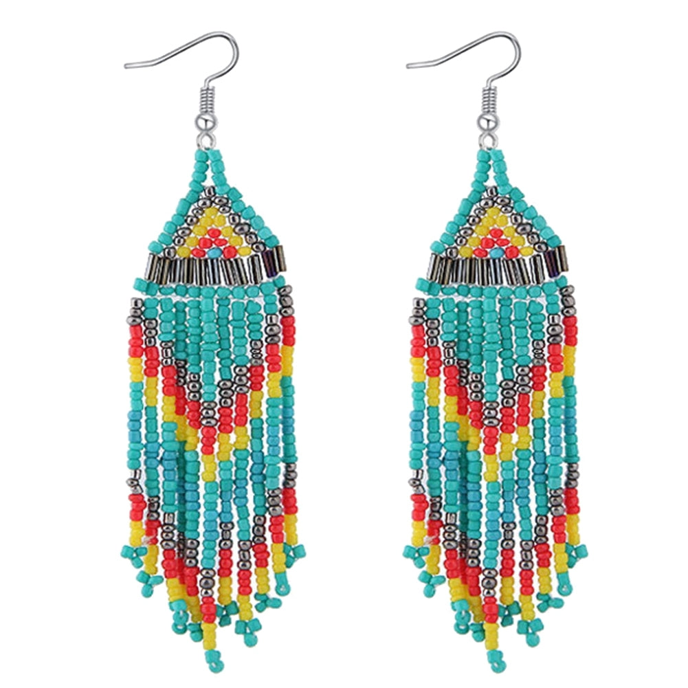 Bohemian Women Party Multicolor Beads Drop Dangle Statement Earrings Jewelry Image 8