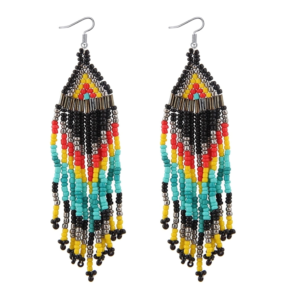 Bohemian Women Party Multicolor Beads Drop Dangle Statement Earrings Jewelry Image 9