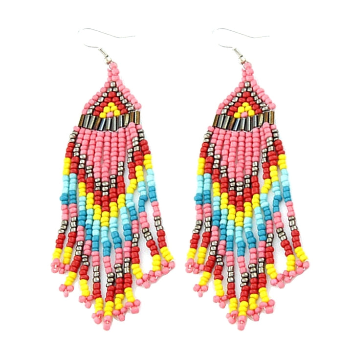 Bohemian Women Party Multicolor Beads Drop Dangle Statement Earrings Jewelry Image 10