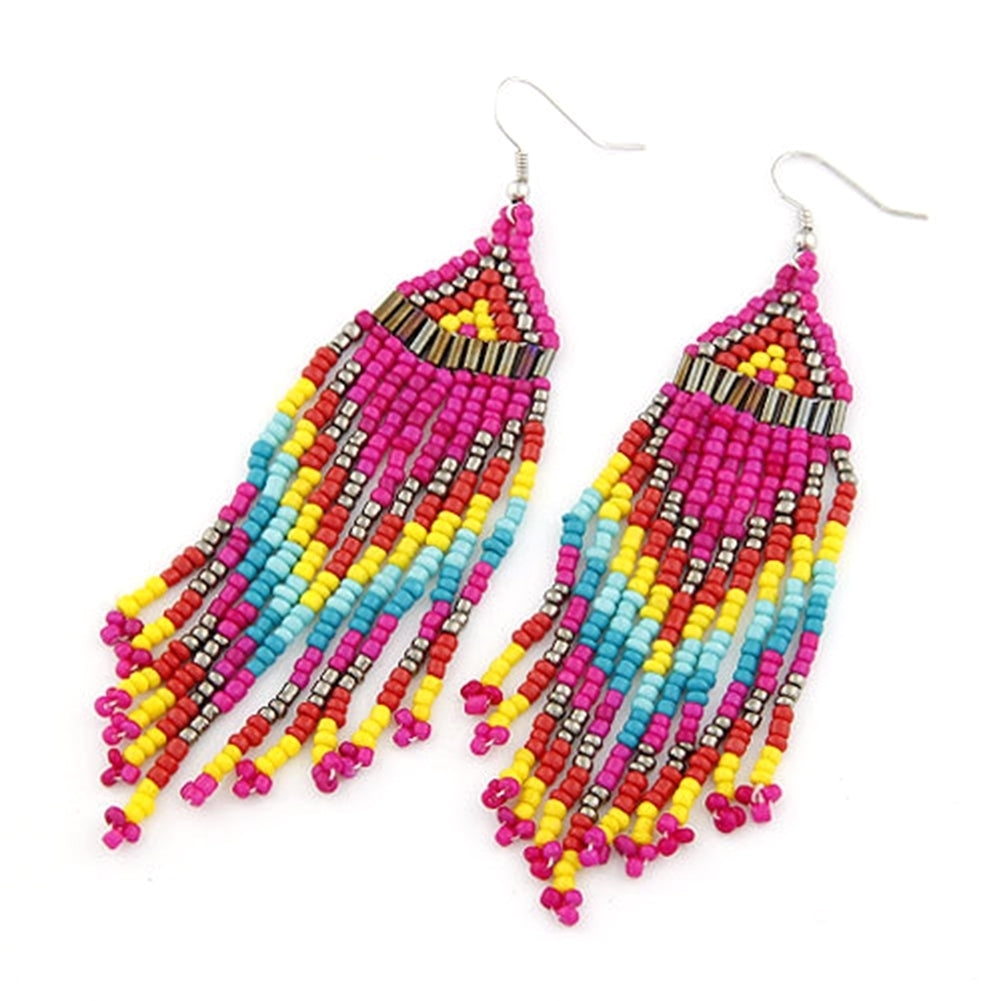 Bohemian Women Party Multicolor Beads Drop Dangle Statement Earrings Jewelry Image 11