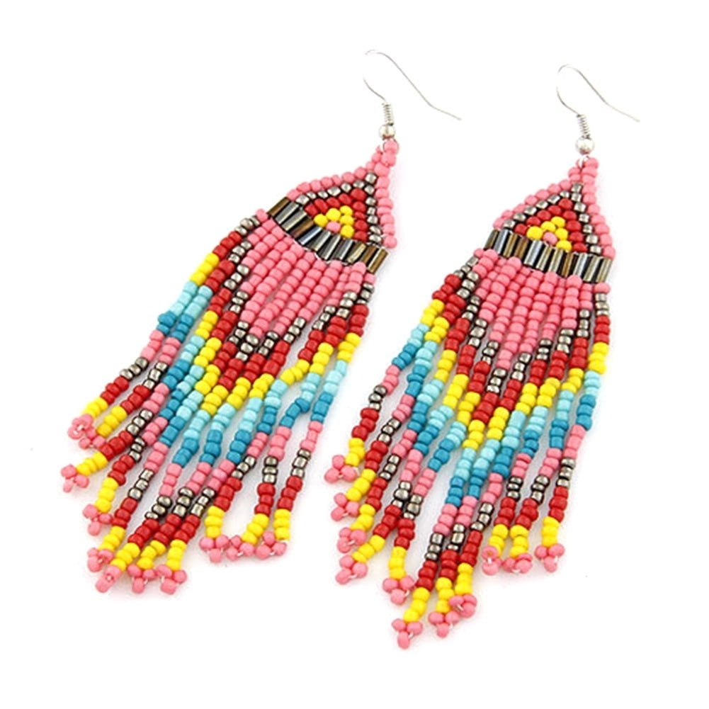 Bohemian Women Party Multicolor Beads Drop Dangle Statement Earrings Jewelry Image 12