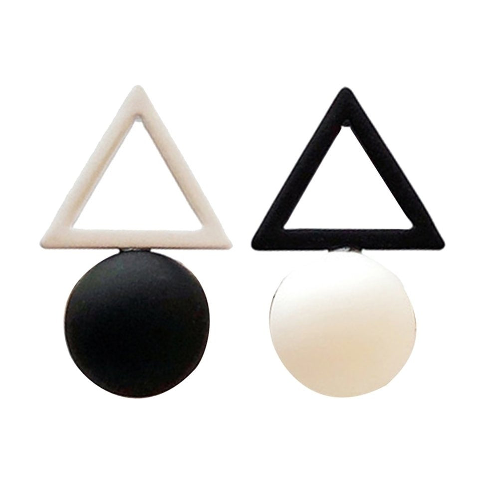 Fashion Candy Color Women Triangle Round Ball Pendant Geometric Stud Earrings Image 2