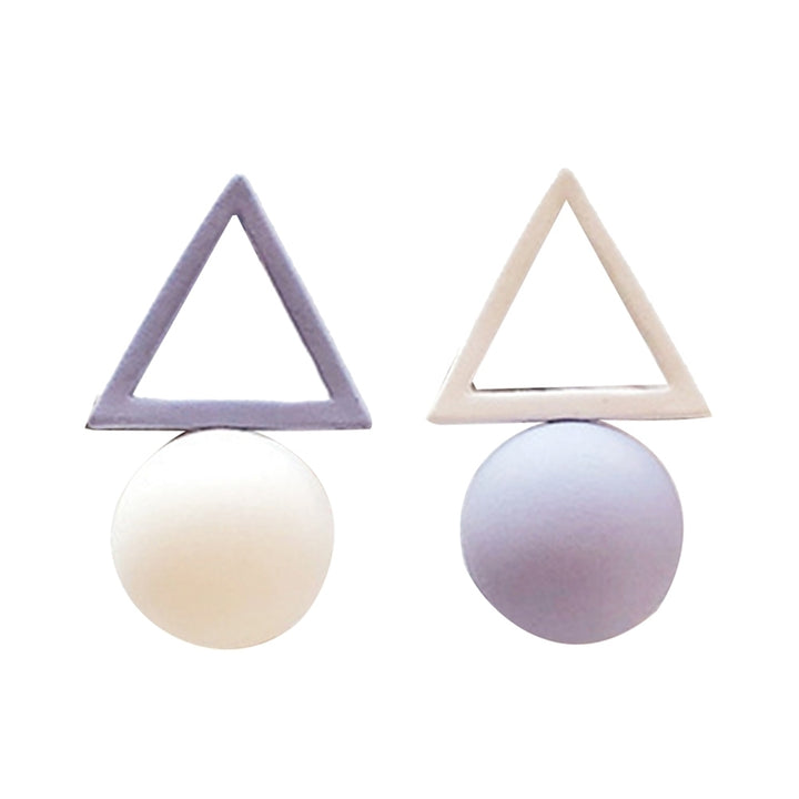 Fashion Candy Color Women Triangle Round Ball Pendant Geometric Stud Earrings Image 4