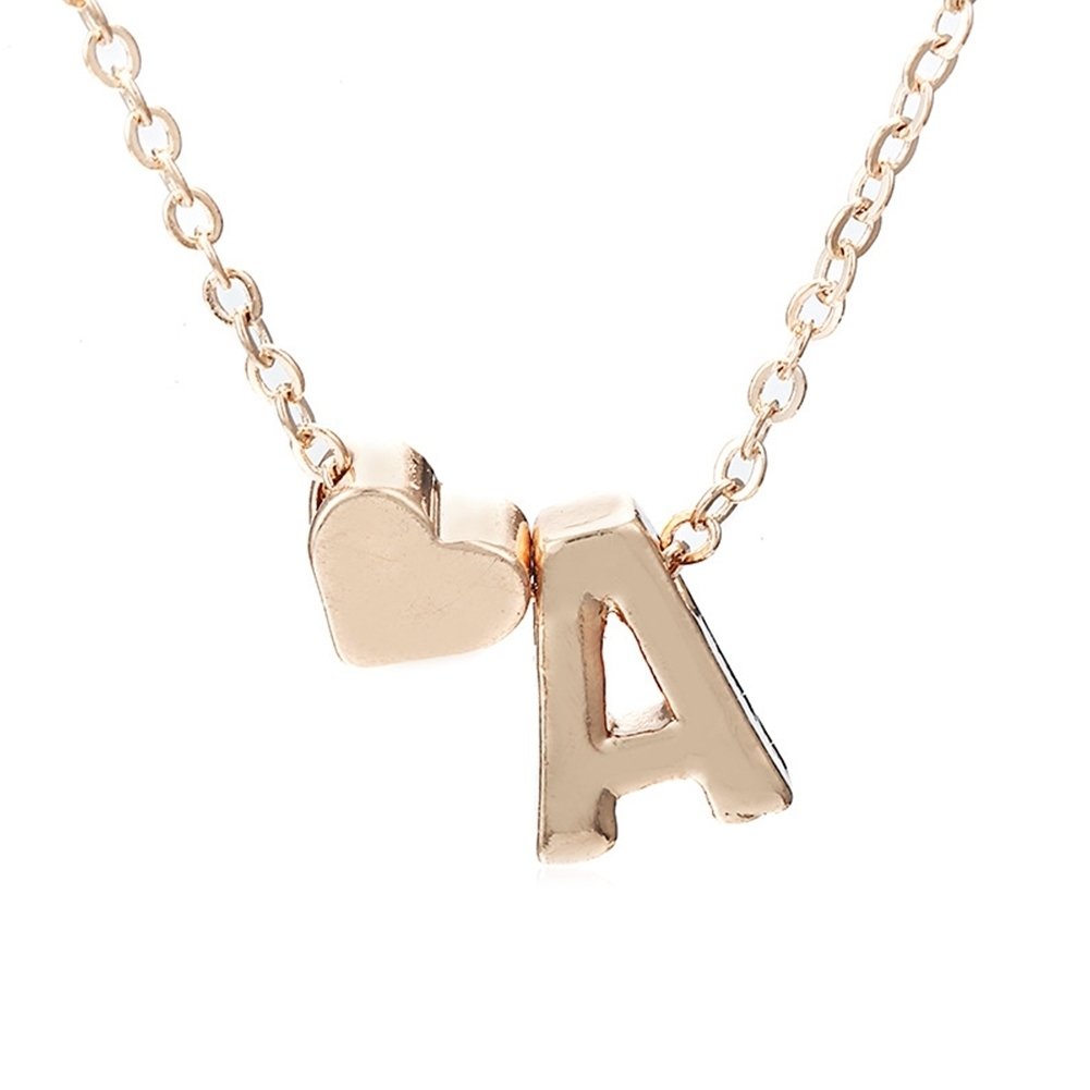 A-Z 26 Capital Letter Heart Pendant Fashion Women Chain Necklace Jewelry Gift Image 1