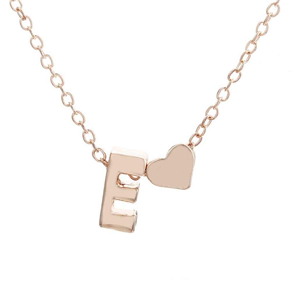 A-Z 26 Capital Letter Heart Pendant Fashion Women Chain Necklace Jewelry Gift Image 1