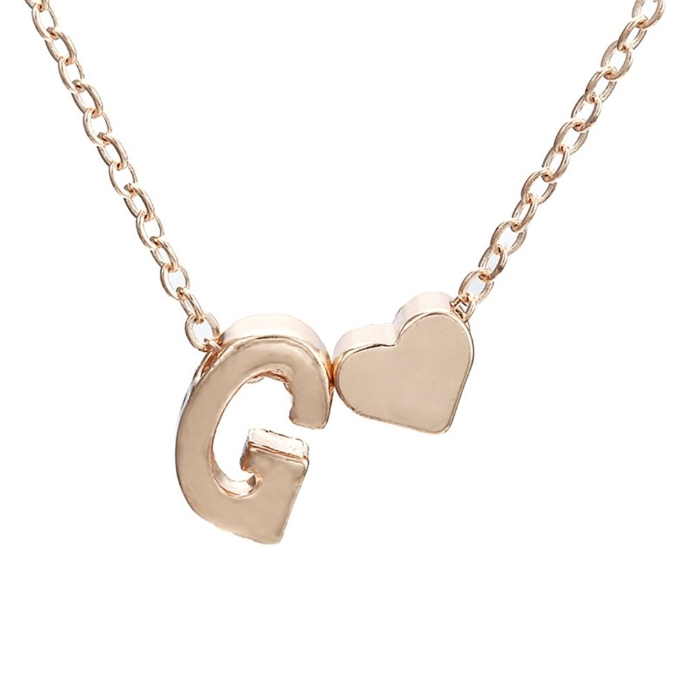 A-Z 26 Capital Letter Heart Pendant Fashion Women Chain Necklace Jewelry Gift Image 1