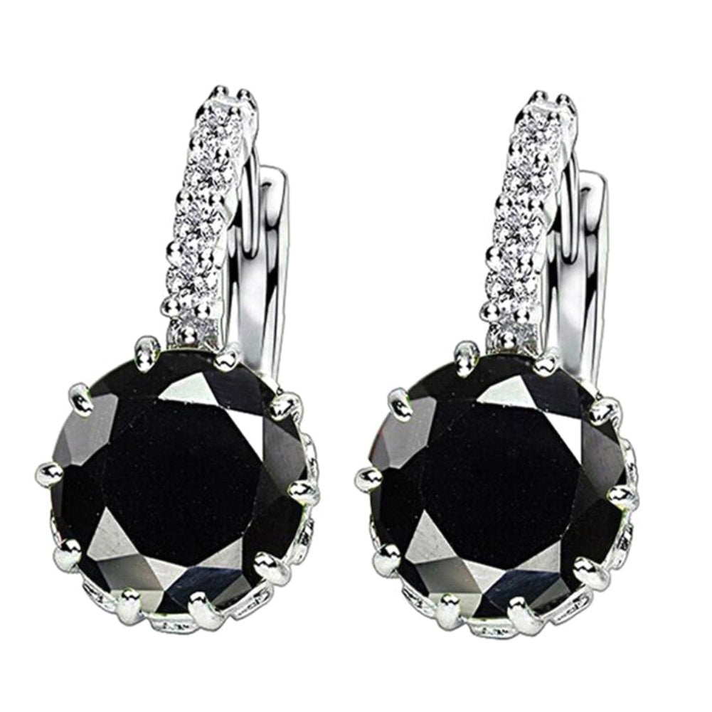 Women Round Cubic Zirconia Inlaid Stud Earrings Wedding Engagement Jewelry Gift Image 10