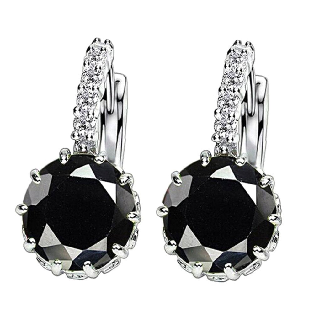 Women Round Cubic Zirconia Inlaid Stud Earrings Wedding Engagement Jewelry Gift Image 1