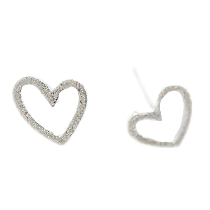 Sweet Women Sliver Plated Hollow Love Heart Stud Earrings Wedding Jewelry Gift Image 6