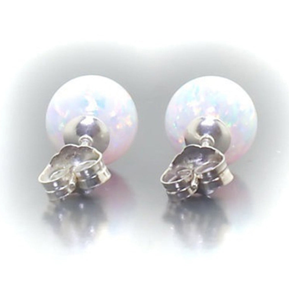 Fashion Ladies Round Faux Fire Opal Ear Stud Earrings Piercing Jewelry Gift Image 4