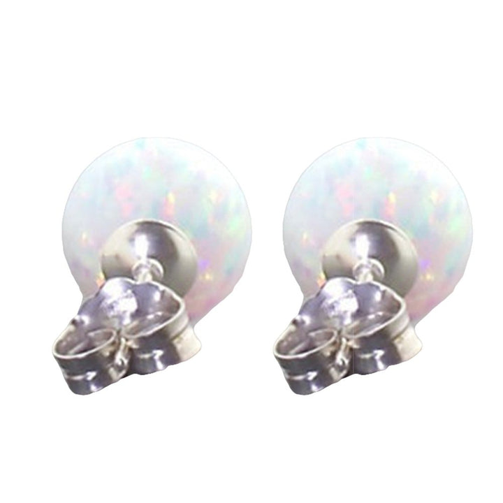 Fashion Ladies Round Faux Fire Opal Ear Stud Earrings Piercing Jewelry Gift Image 6