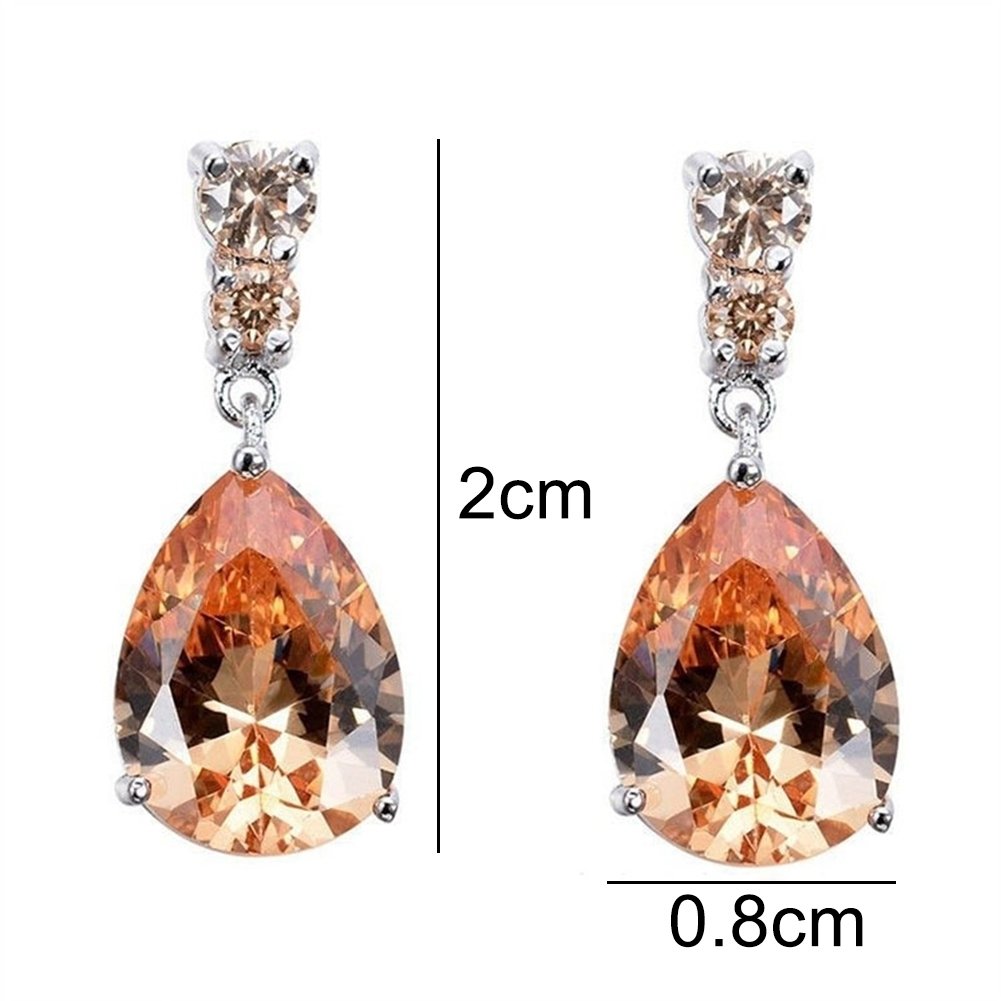 Fashion Women Teardrop Cubic Zirconia Inlaid Dangle Stud Earrings Jewelry Gift Image 6