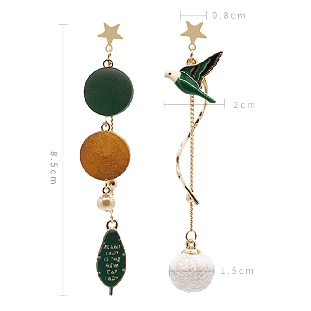 Fashion Women Long Tassel Leaf Bird Asymmetric Dangle Stud Earrings Jewelry Image 10