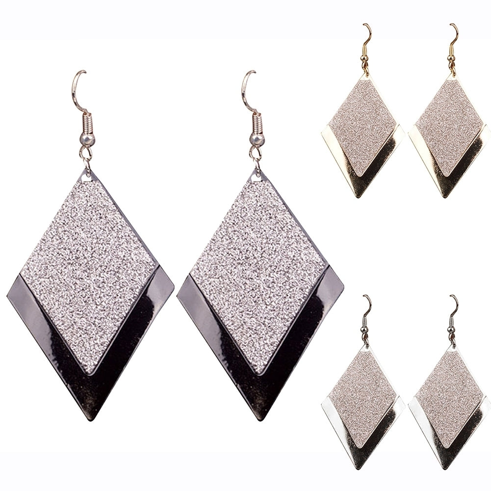 Fashion Geometric Rhombus Frosted Drop Dangle Women Hook Earrings Jewelry Gift Image 1