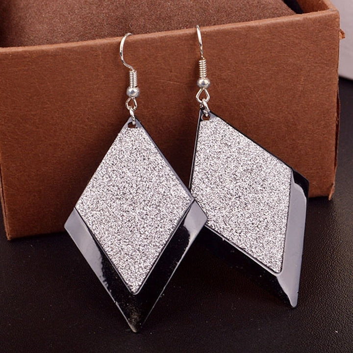 Fashion Geometric Rhombus Frosted Drop Dangle Women Hook Earrings Jewelry Gift Image 2