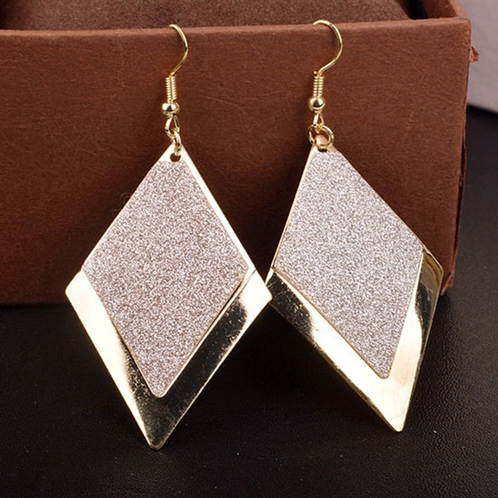 Fashion Geometric Rhombus Frosted Drop Dangle Women Hook Earrings Jewelry Gift Image 3