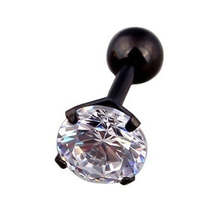 1Pc Unisex Cubic Zirconia Inlaid Titanium Steel Stud Earring Cartilage Jewelry Image 2