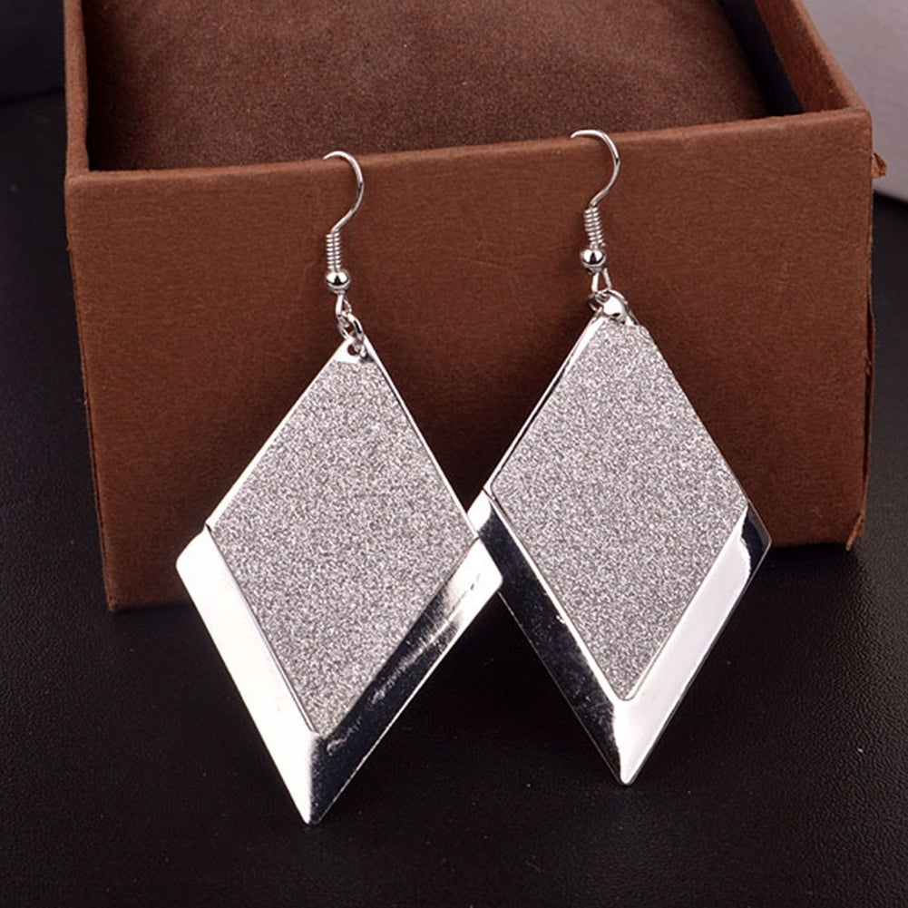 Fashion Geometric Rhombus Frosted Drop Dangle Women Hook Earrings Jewelry Gift Image 4