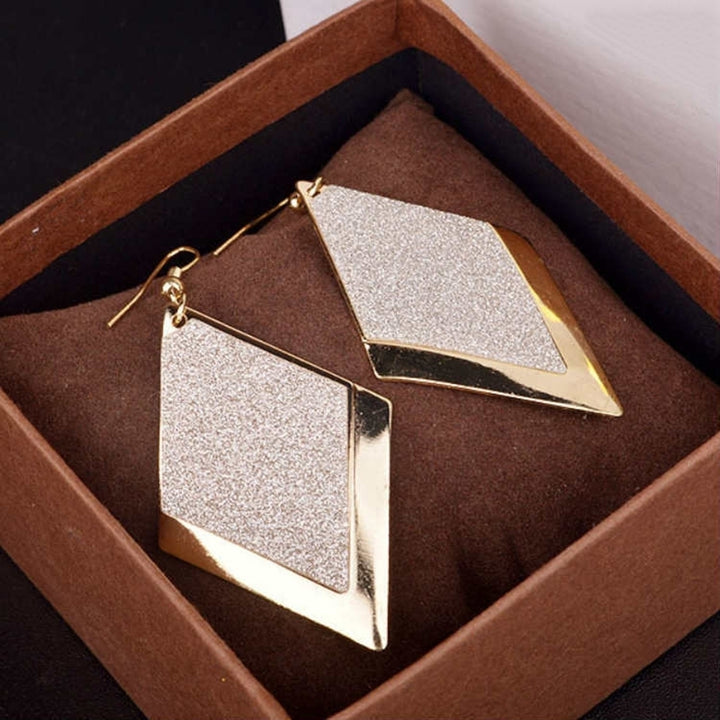 Fashion Geometric Rhombus Frosted Drop Dangle Women Hook Earrings Jewelry Gift Image 4