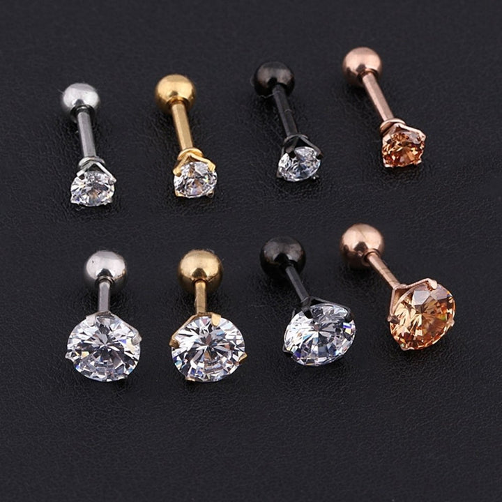 1Pc Unisex Cubic Zirconia Inlaid Titanium Steel Stud Earring Cartilage Jewelry Image 8