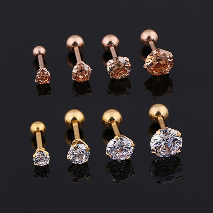 1Pc Unisex Cubic Zirconia Inlaid Titanium Steel Stud Earring Cartilage Jewelry Image 9