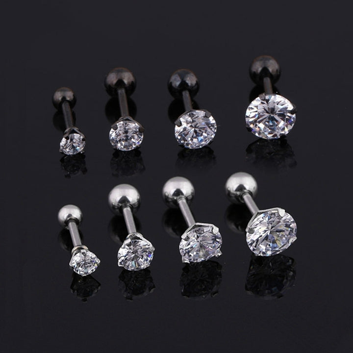 1Pc Unisex Cubic Zirconia Inlaid Titanium Steel Stud Earring Cartilage Jewelry Image 10