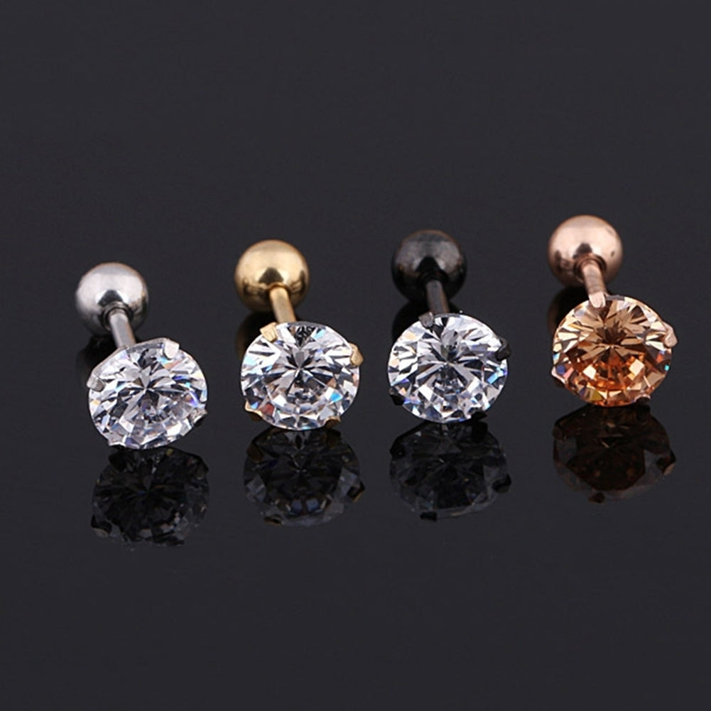 1Pc Unisex Cubic Zirconia Inlaid Titanium Steel Stud Earring Cartilage Jewelry Image 11