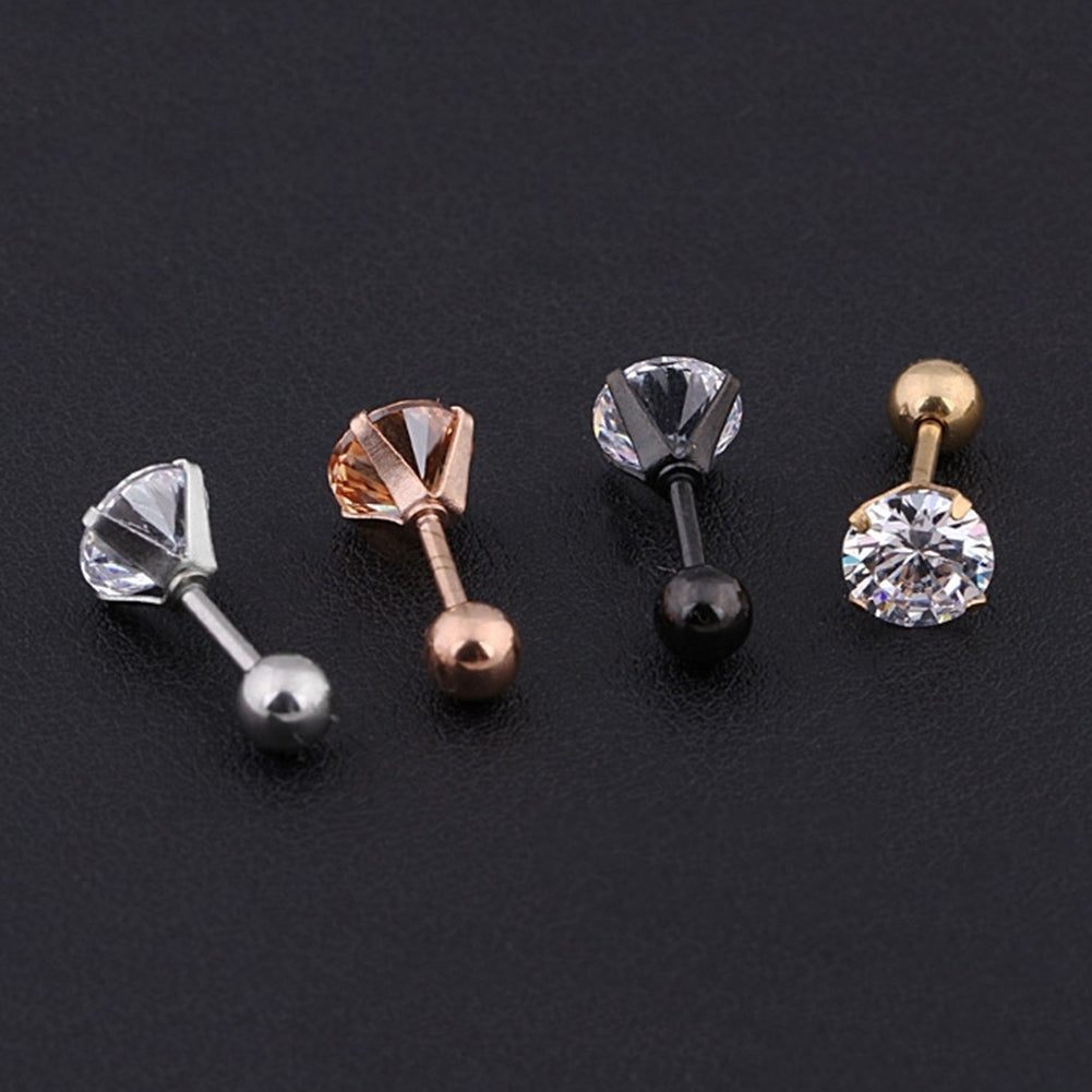 1Pc Unisex Cubic Zirconia Inlaid Titanium Steel Stud Earring Cartilage Jewelry Image 12