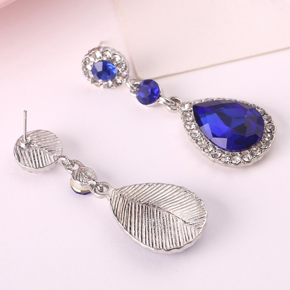 Party Fashion Women Shiny Rhinestone Inlaid Waterdrop Long Dangle Stud Earrings Image 12