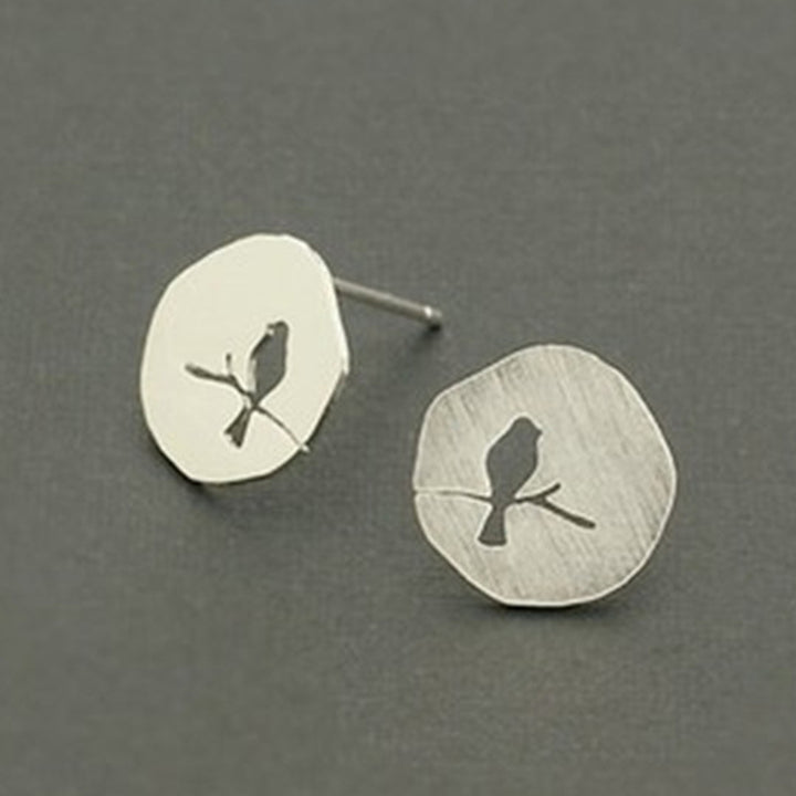 Cute Women Hollow Bird Branch Irregular Geometric Ear Stud Earrings Jewelry Gift Image 4