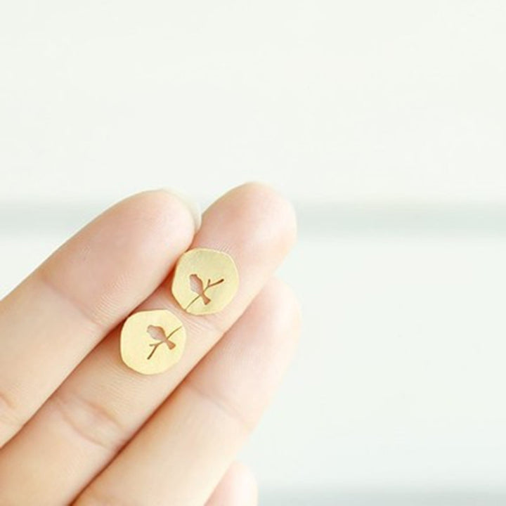 Cute Women Hollow Bird Branch Irregular Geometric Ear Stud Earrings Jewelry Gift Image 6