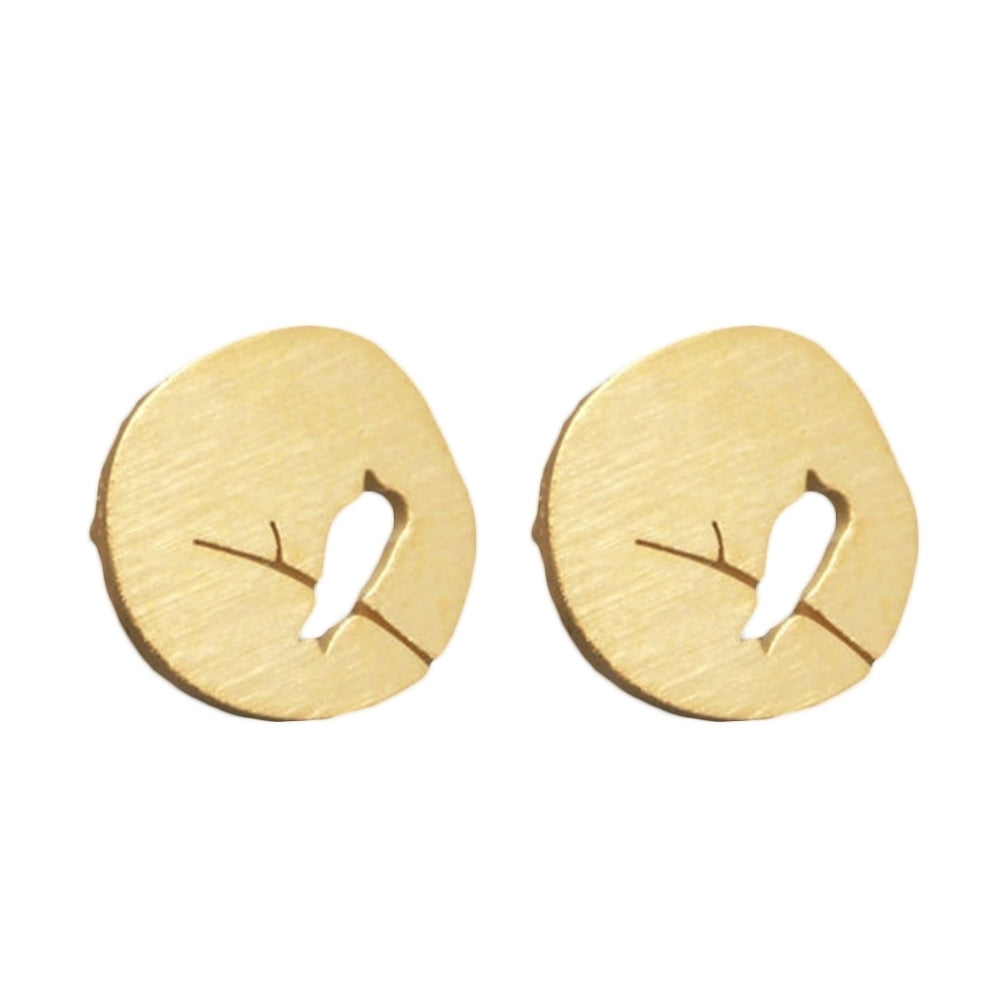 Cute Women Hollow Bird Branch Irregular Geometric Ear Stud Earrings Jewelry Gift Image 8