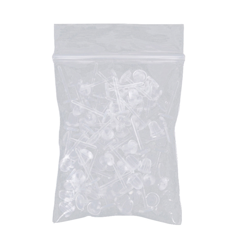 50Pcs Unisex Clear Plastic Earring Post Ear Pins Backs DIY Jewelry Accessory Image 2