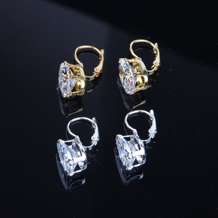 Women Teardrop Cubic Zirconia Inlaid Dangle Leverback Earrings Jewelry Gift Image 2