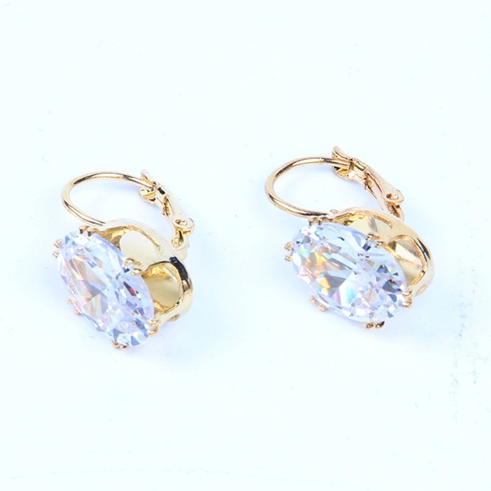 Women Teardrop Cubic Zirconia Inlaid Dangle Leverback Earrings Jewelry Gift Image 6