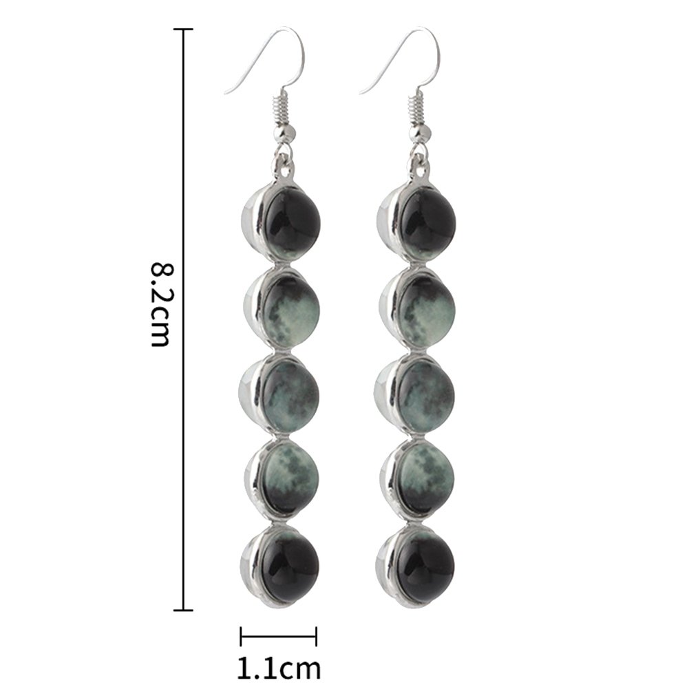 Fashion Women Luminous Dome Moon Glass Beads Long Dangle Hook Earrings Jewelry Image 7