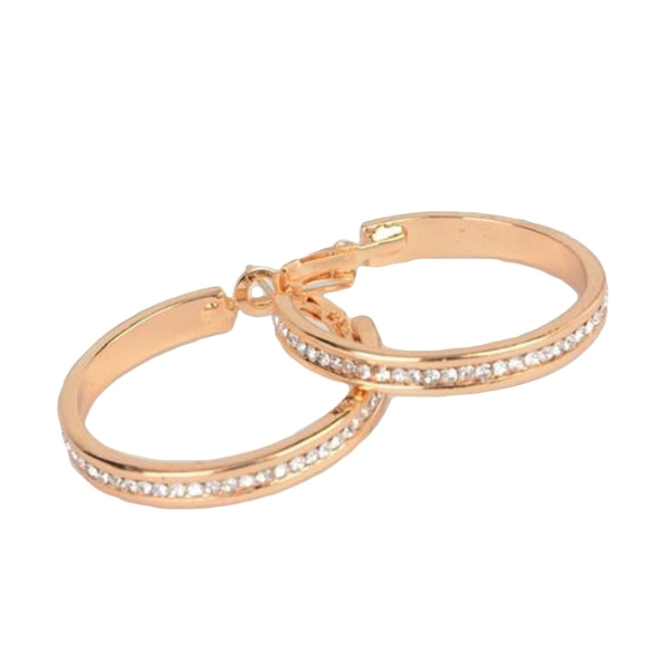 Rhinestone Inlaid Women Big Circle Geometric Dangle Hoop Earrings Jewelry Gift Image 7