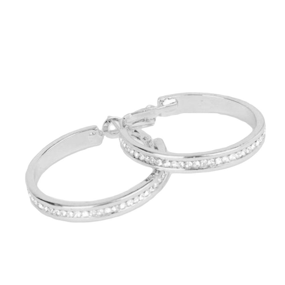 Rhinestone Inlaid Women Big Circle Geometric Dangle Hoop Earrings Jewelry Gift Image 1