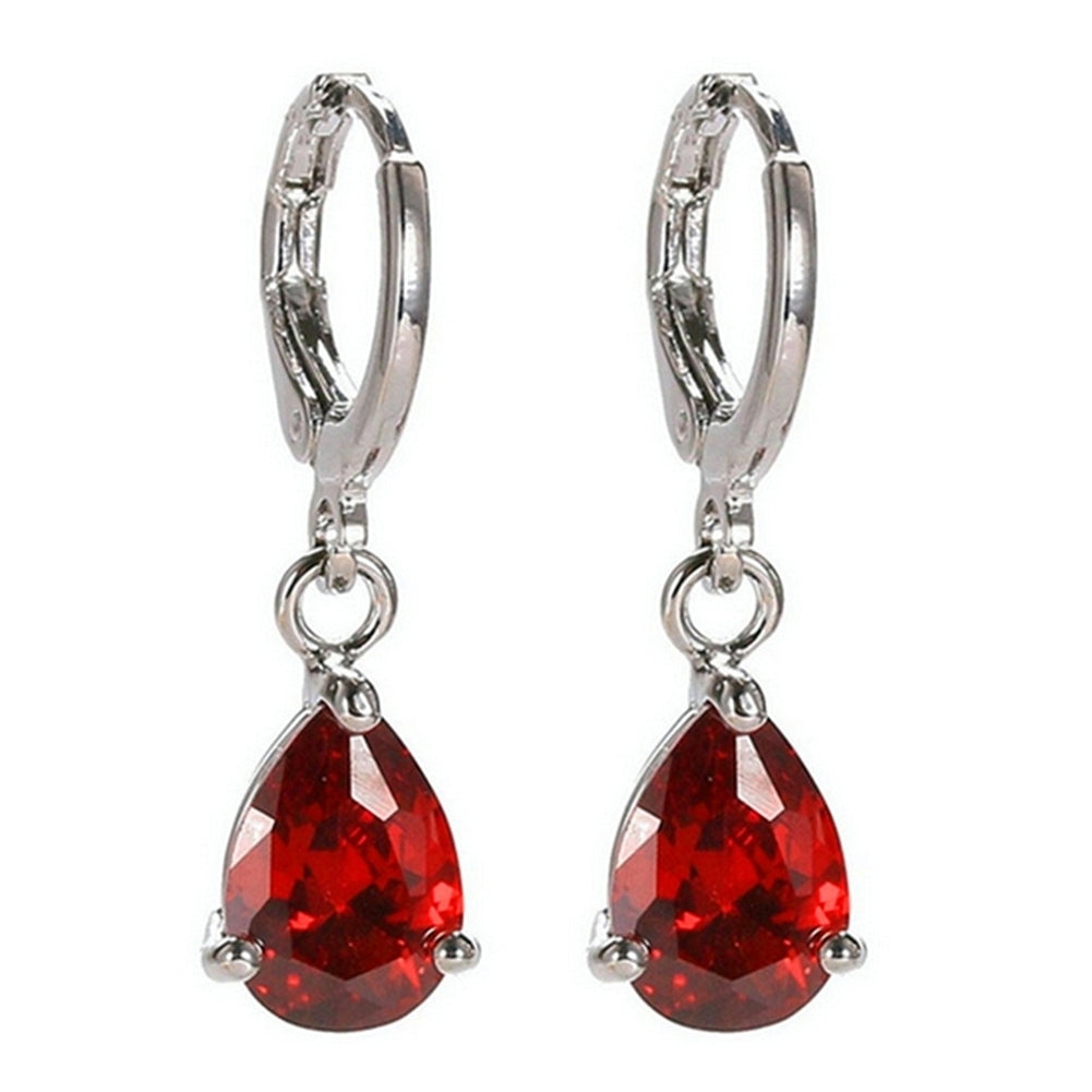 Women Teardrop Cubic Zirconia Dangle Hoop Earrings Wedding Party Jewelry Gift Image 3