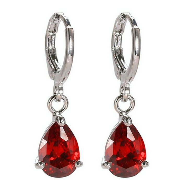 Women Teardrop Cubic Zirconia Dangle Hoop Earrings Wedding Party Jewelry Gift Image 3