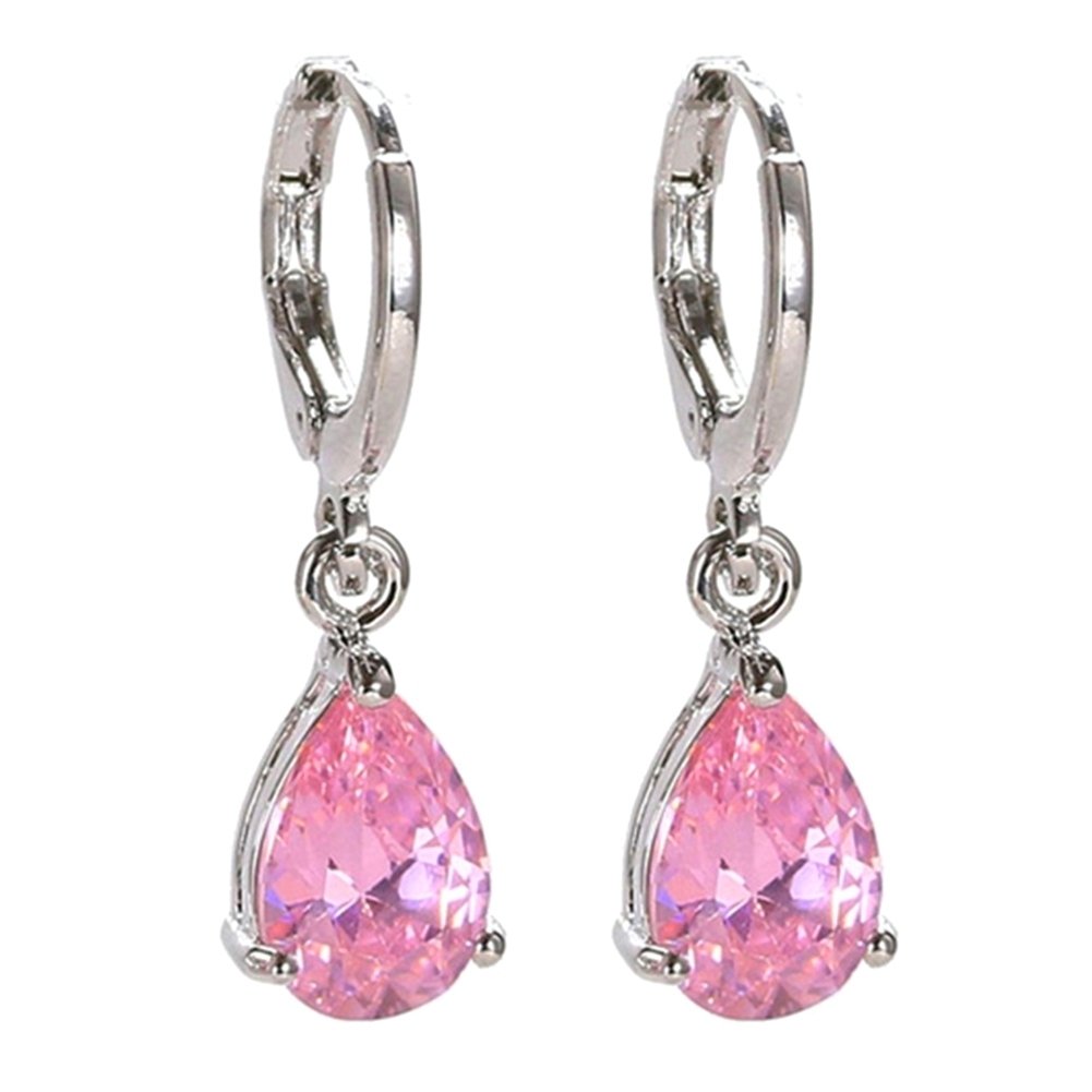 Women Teardrop Cubic Zirconia Dangle Hoop Earrings Wedding Party Jewelry Gift Image 6