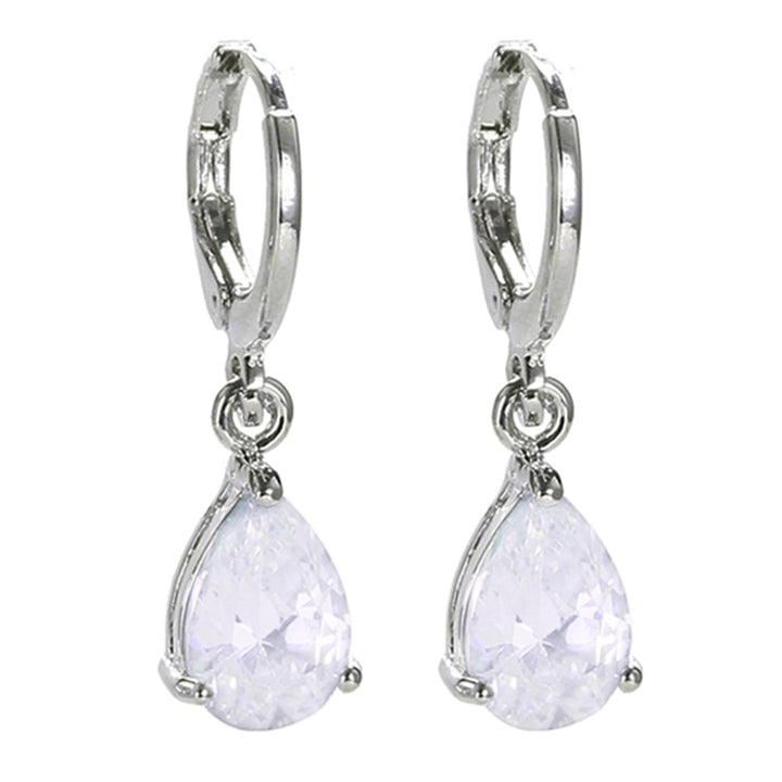 Women Teardrop Cubic Zirconia Dangle Hoop Earrings Wedding Party Jewelry Gift Image 7