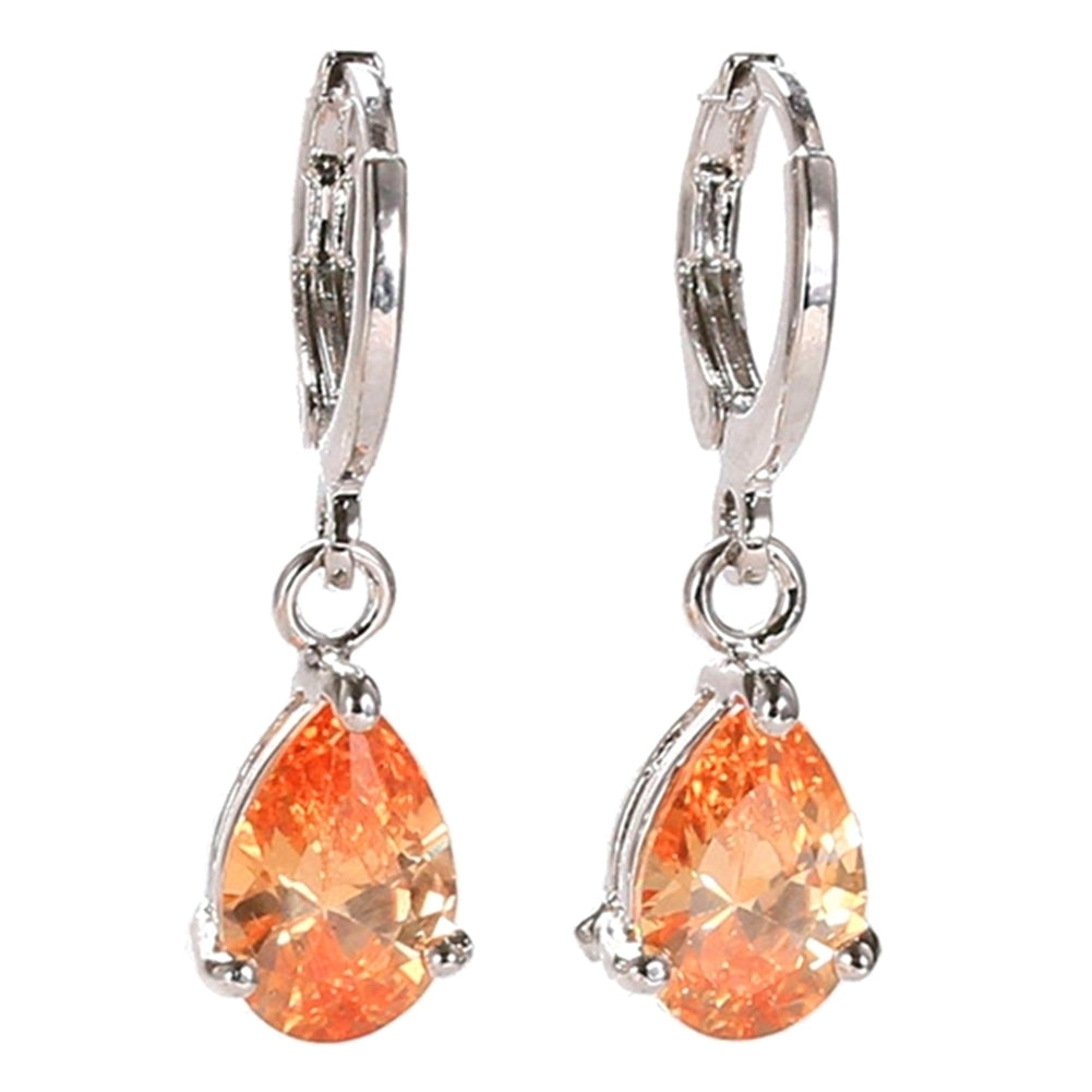 Women Teardrop Cubic Zirconia Dangle Hoop Earrings Wedding Party Jewelry Gift Image 8