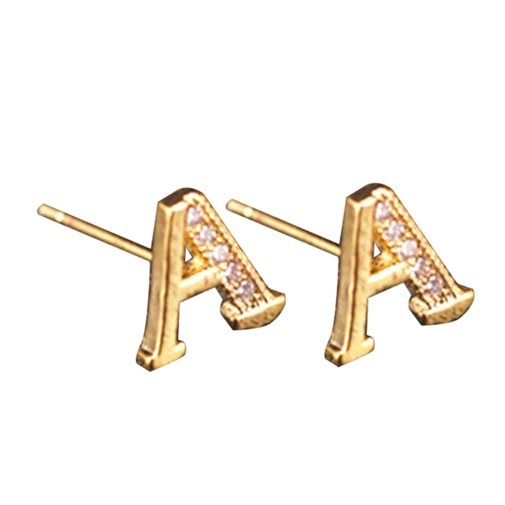 Fashion Women Rhinestone Inlaid English Letters Ear Stud Earrings Jewelry Gift Image 2