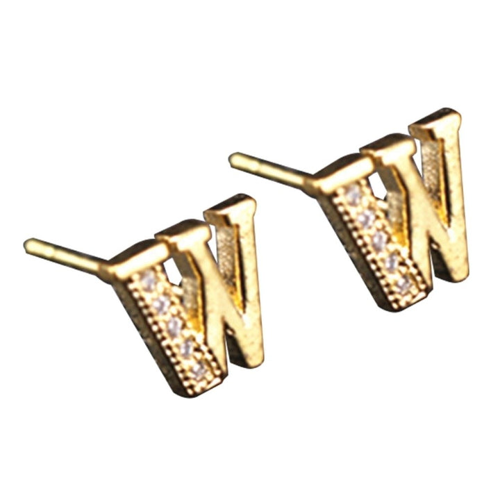 Fashion Women Rhinestone Inlaid English Letters Ear Stud Earrings Jewelry Gift Image 4