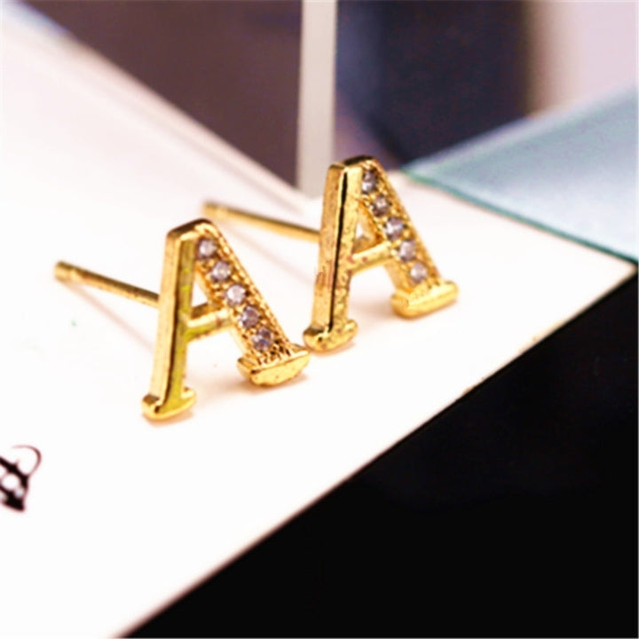 Fashion Women Rhinestone Inlaid English Letters Ear Stud Earrings Jewelry Gift Image 6