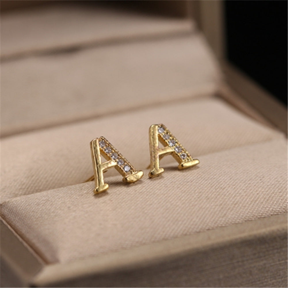 Fashion Women Rhinestone Inlaid English Letters Ear Stud Earrings Jewelry Gift Image 8